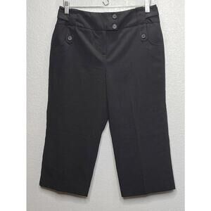 LARRY LEVINE Woman Stretch Black Button Front Cropped Pants SZ 8